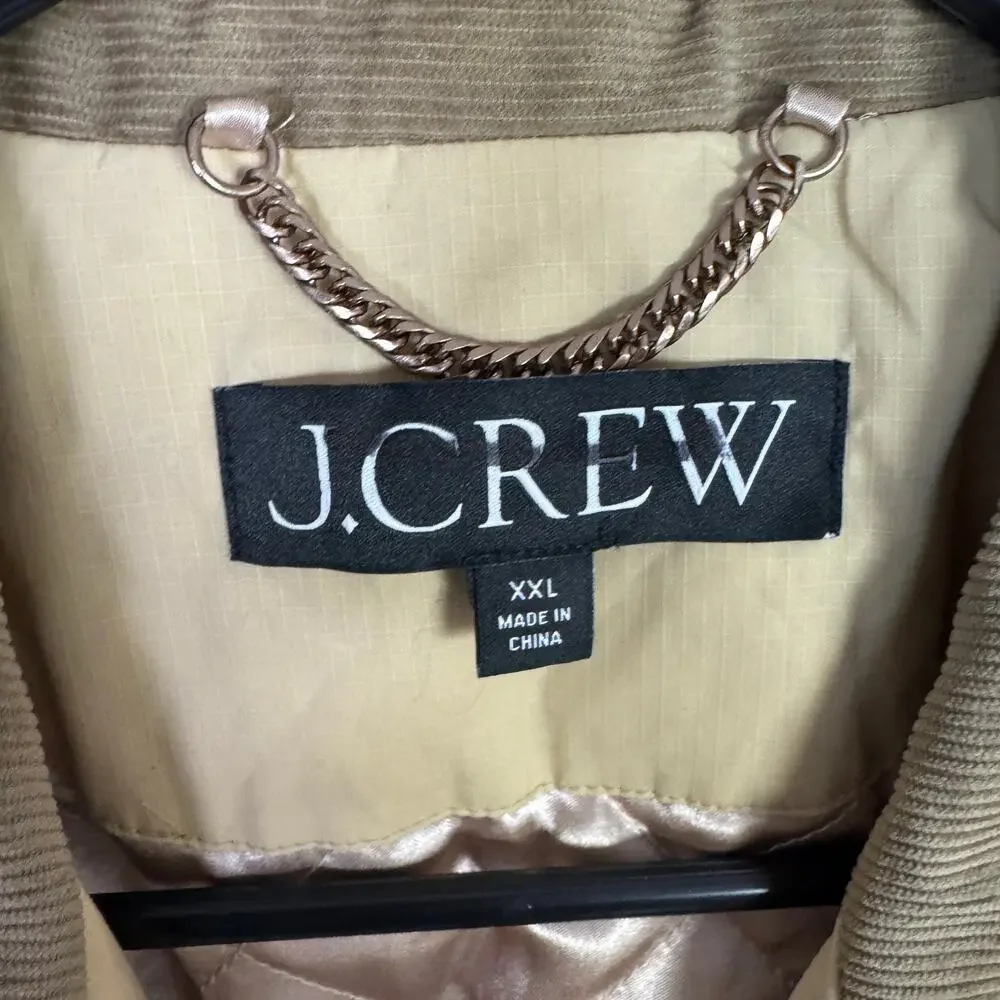 J.Crew Short Barn Jacket WMNS 2XL Coastal Khaki Ripstop Cotton Corduroy Collar